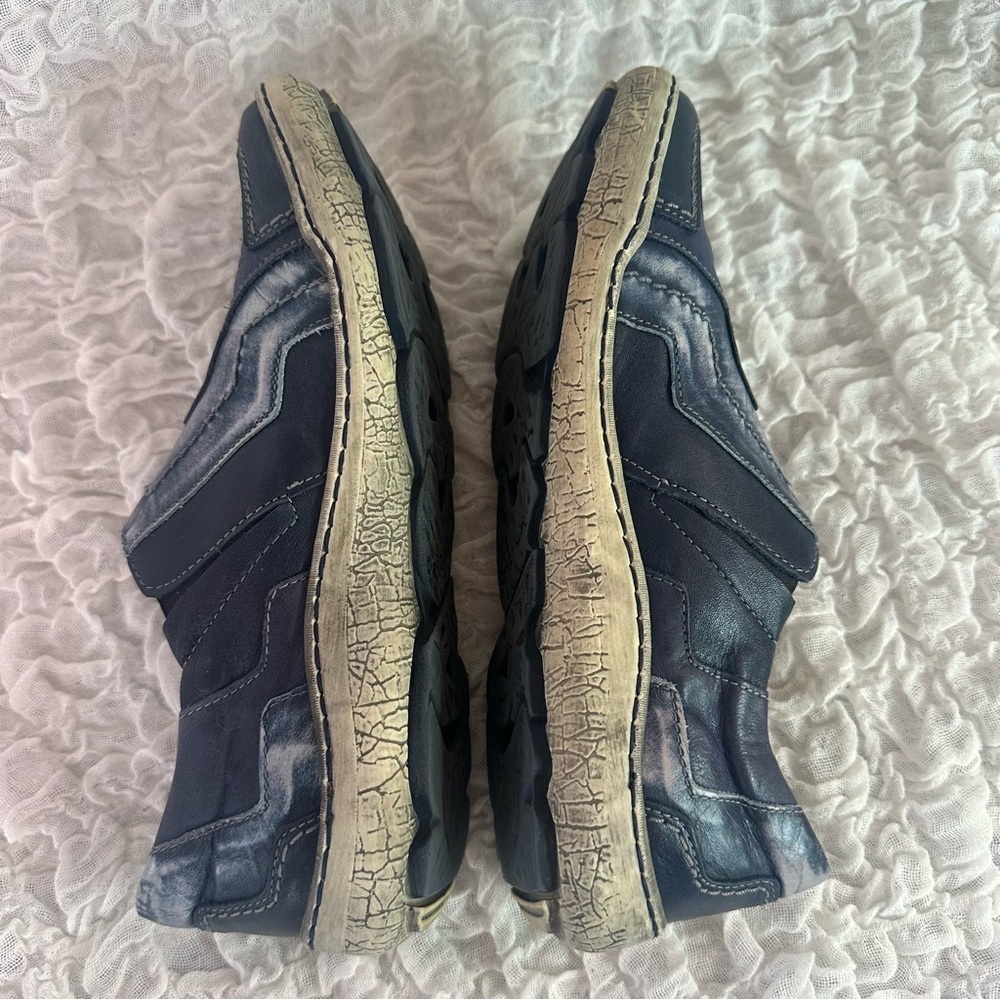 Kacper Blue Leather Distresses Shoes EU40 /US8 - Picture 6 of 13